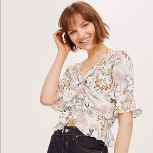 Top Shop Leopard Print Ruched Top